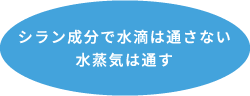 シラン成分で水滴は通さない、水蒸気は通す