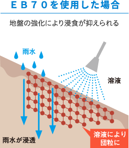 EB70Sを使用した場合 - 地盤の強化により浸食が抑えられる